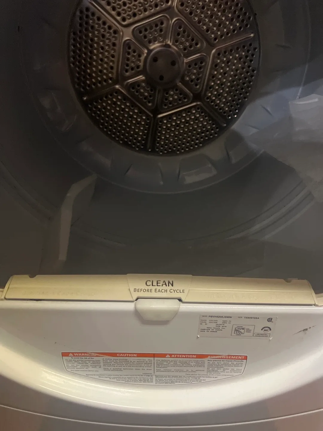 GE White Dryer front load image indicator(5)