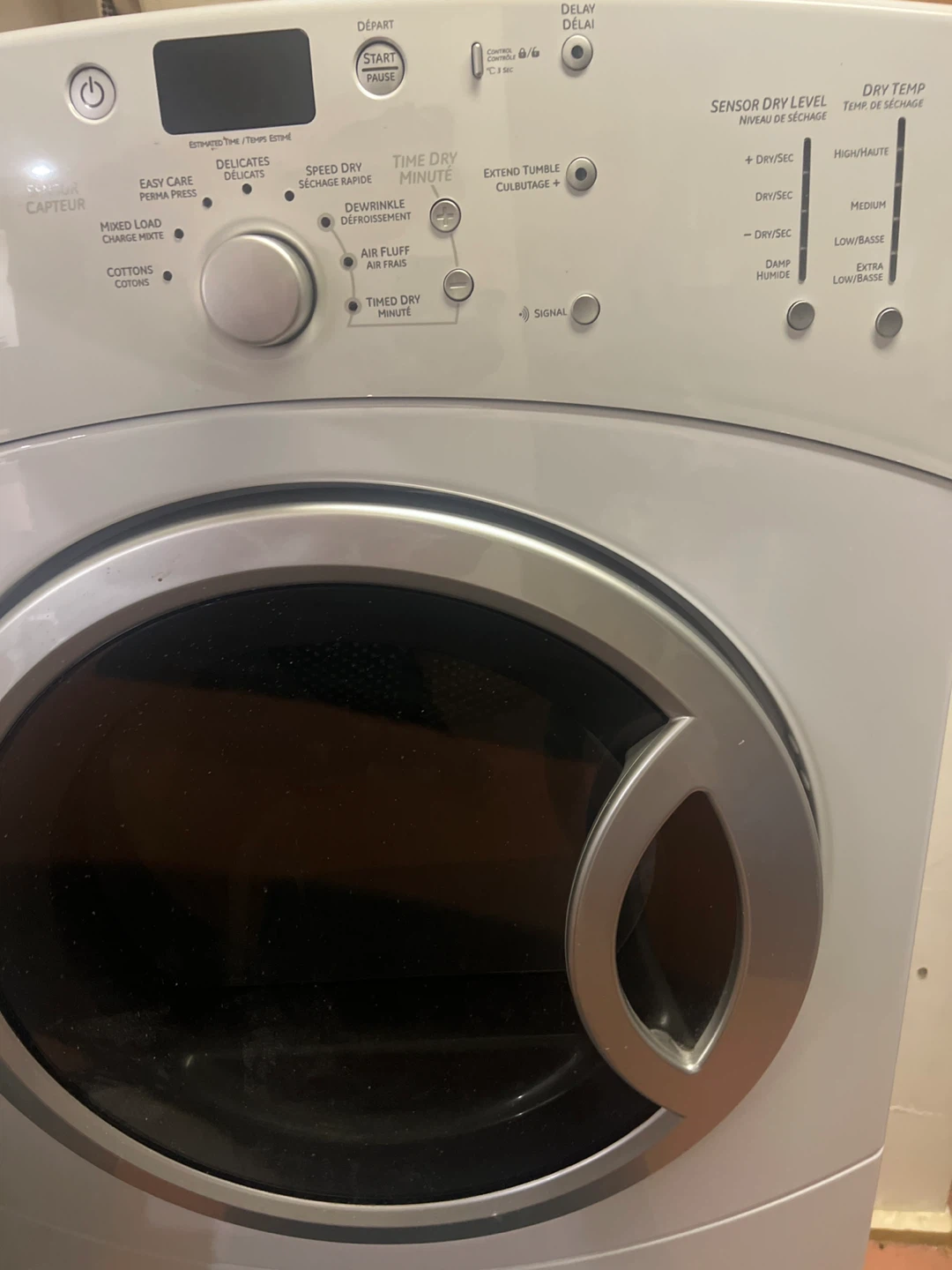 GE White Dryer front load