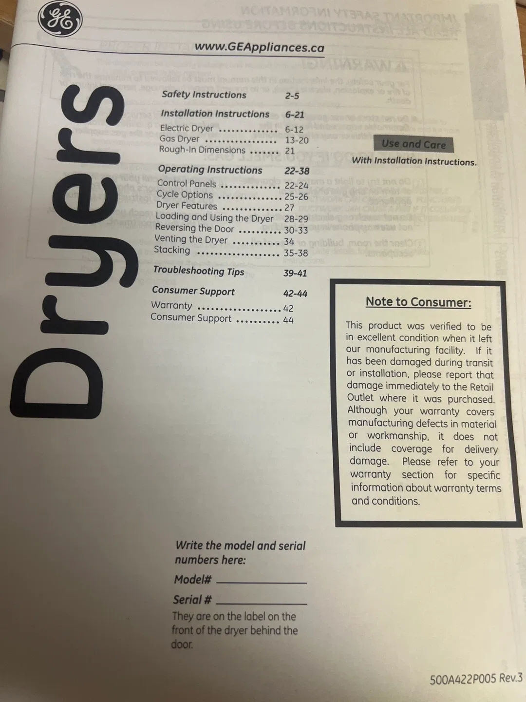 GE White Dryer front load image indicator(7)