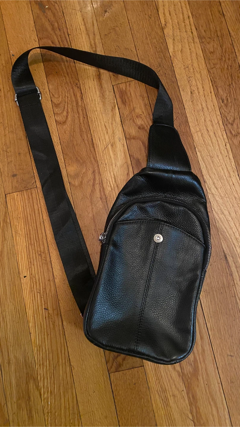 Black Leather Sling Bag