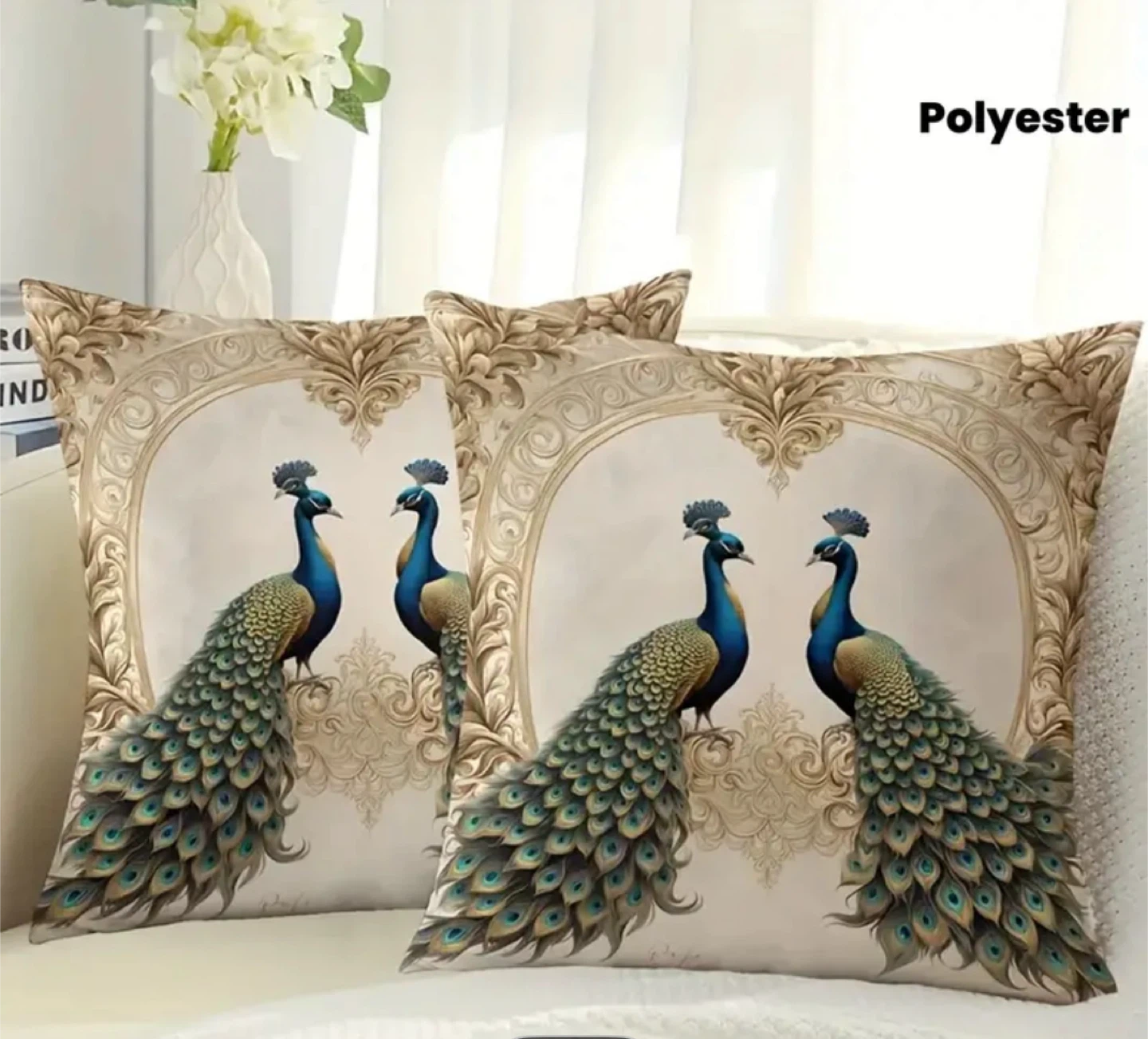 Peacock Decorative Throw Pillows - Set of 4