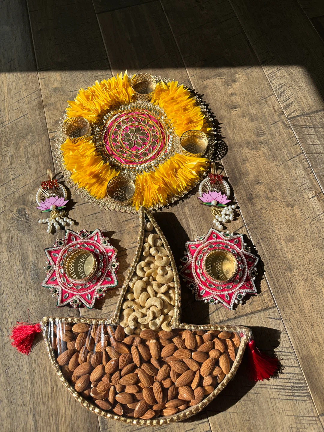 Decorative Diwali Tray with Nuts and Diyas