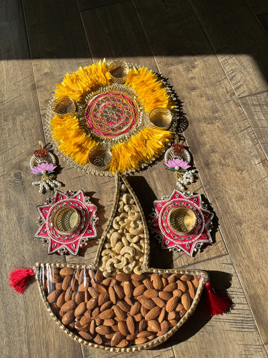 Decorative Diwali Tray with Nuts and Diyas thumbnail