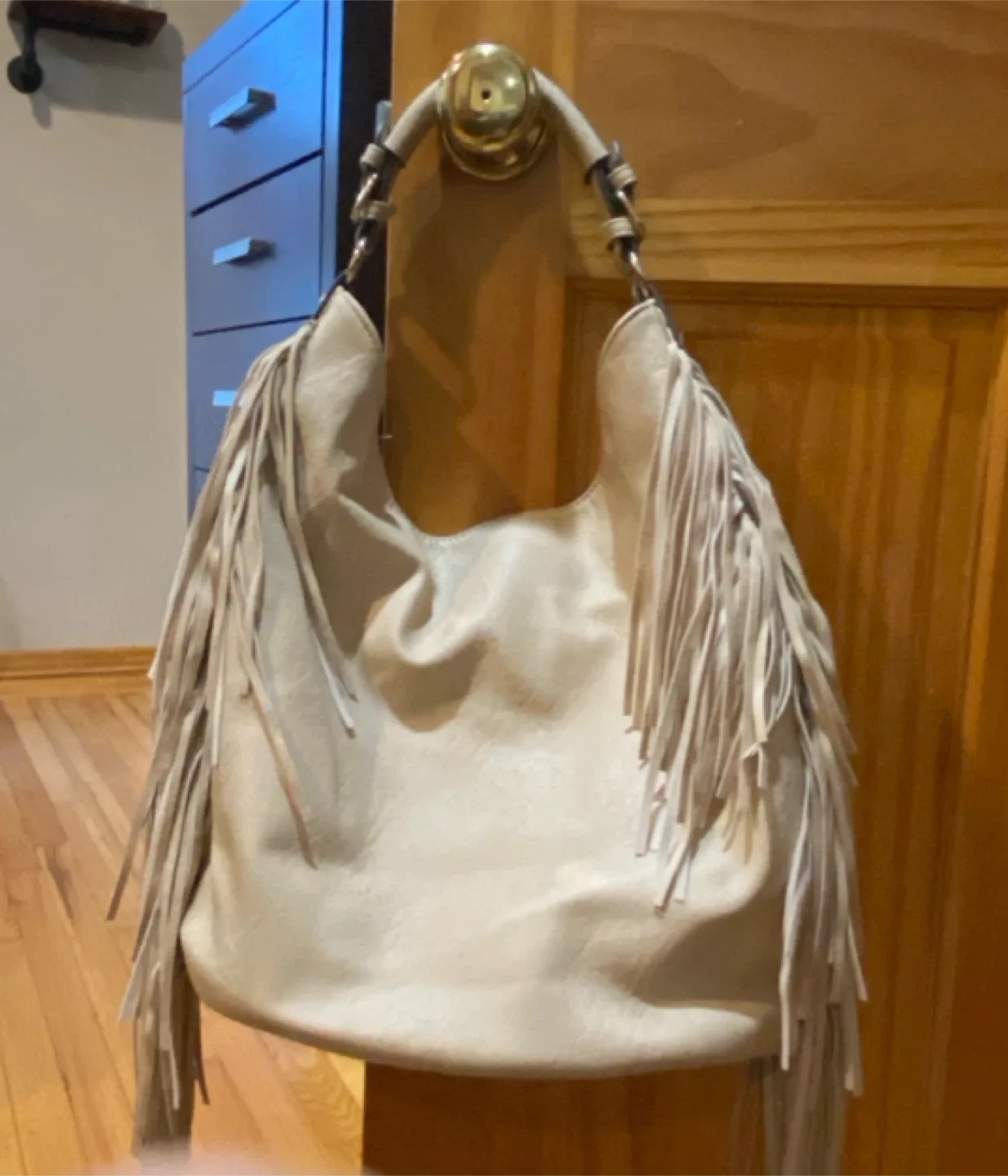 Fringe Hobo Bag - Beige thumbnail