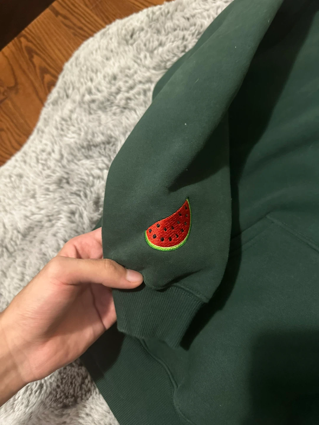 Green "Falastin" Hoodie with Watermelon Detail - photo 4