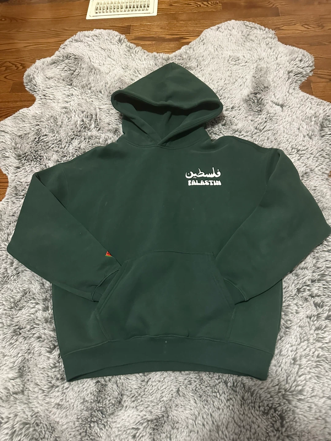 Green "Falastin" Hoodie with Watermelon Detail