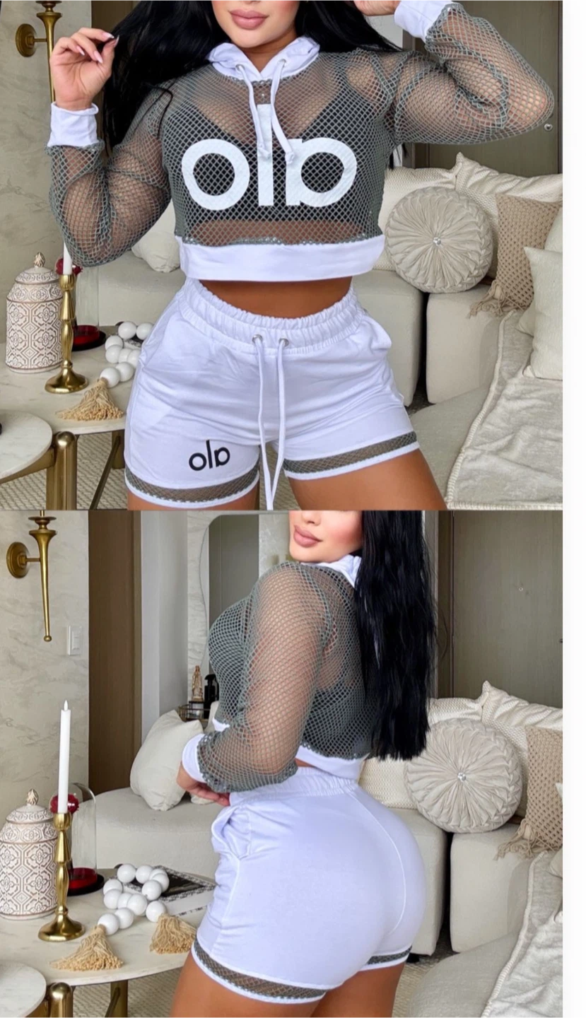 Alo Yoga Crop Top and Shorts Set