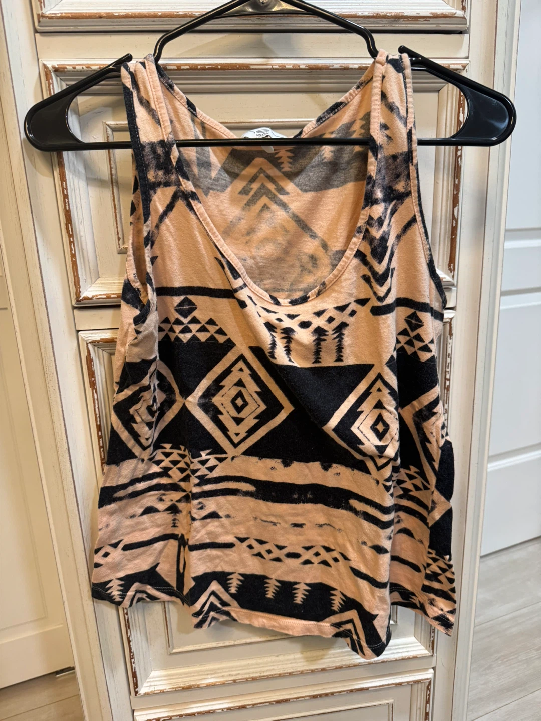 Peach and Black Patterned Tank Top