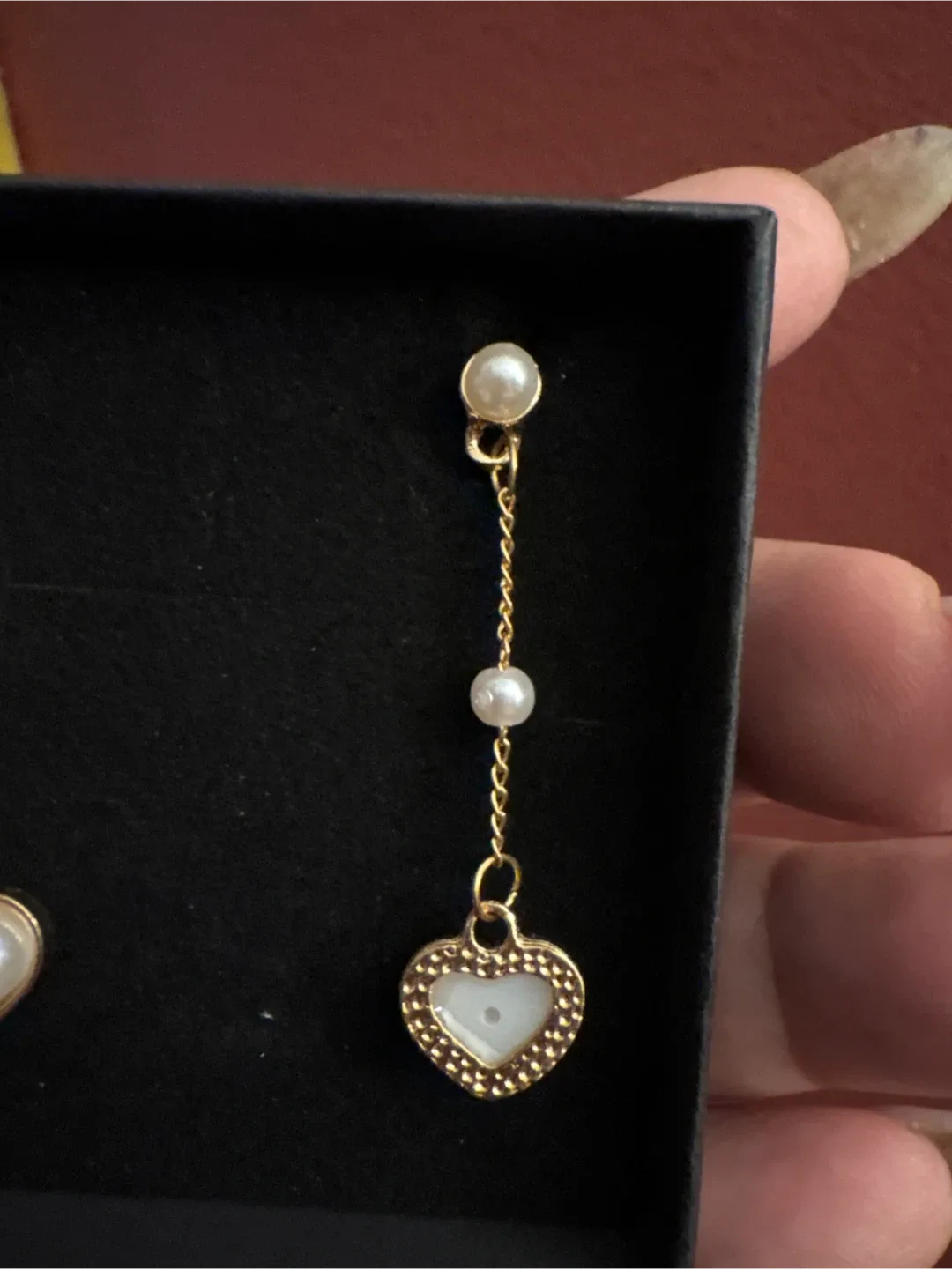Heart Pearl Drop Earrings  NEW image indicator(4)
