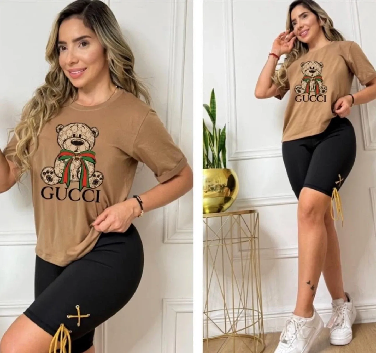 Gucci Bear T-shirt & Black Shorts Set thumbnail