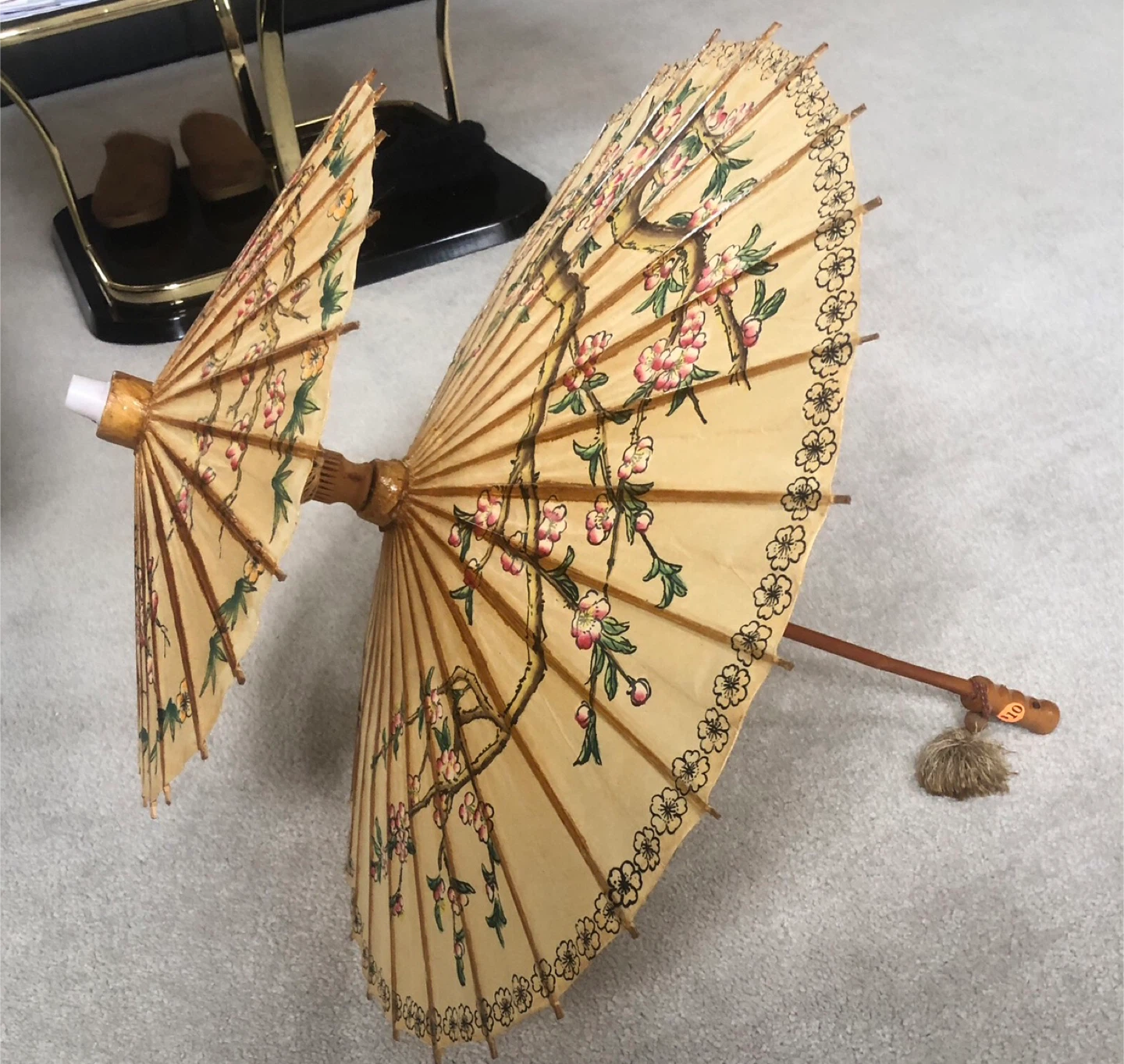 Rare Vintage Double  Parasol with Floral Design - photo 2