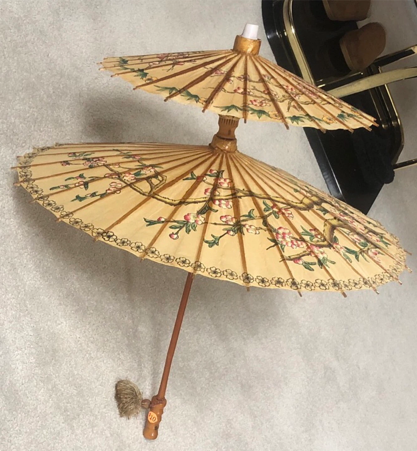 Rare Vintage Double  Parasol with Floral Design