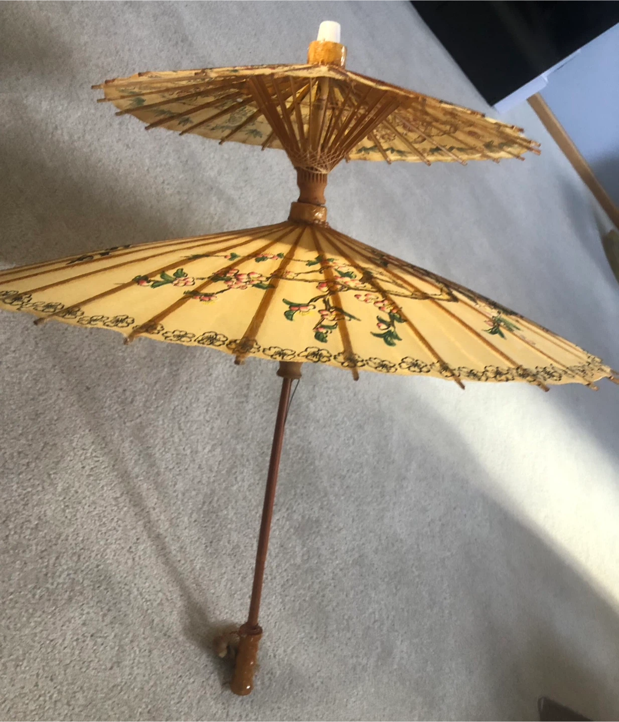 Rare Vintage Double  Parasol with Floral Design - photo 3