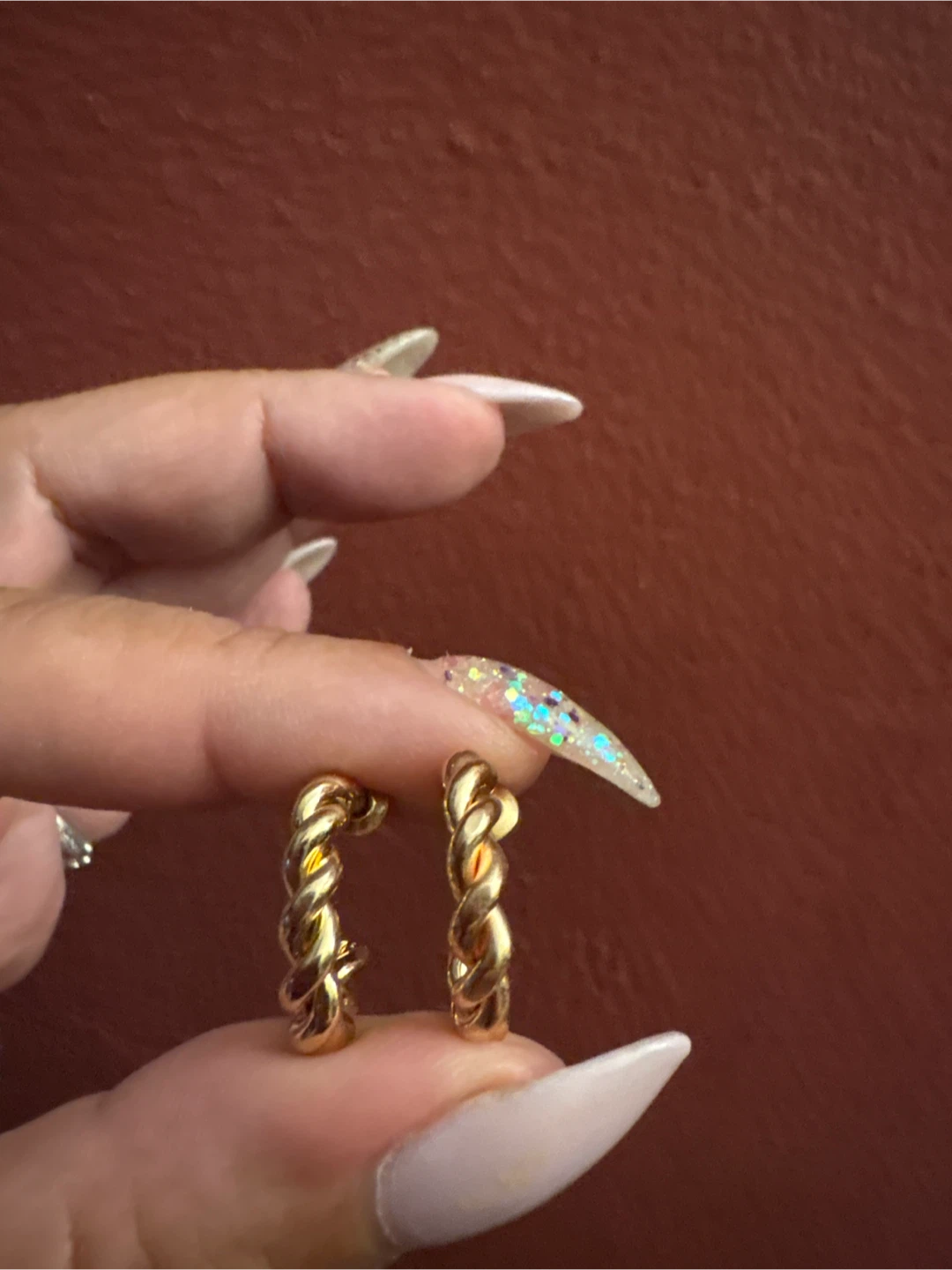 Gold Twisted Hoop Earrings New - photo 2