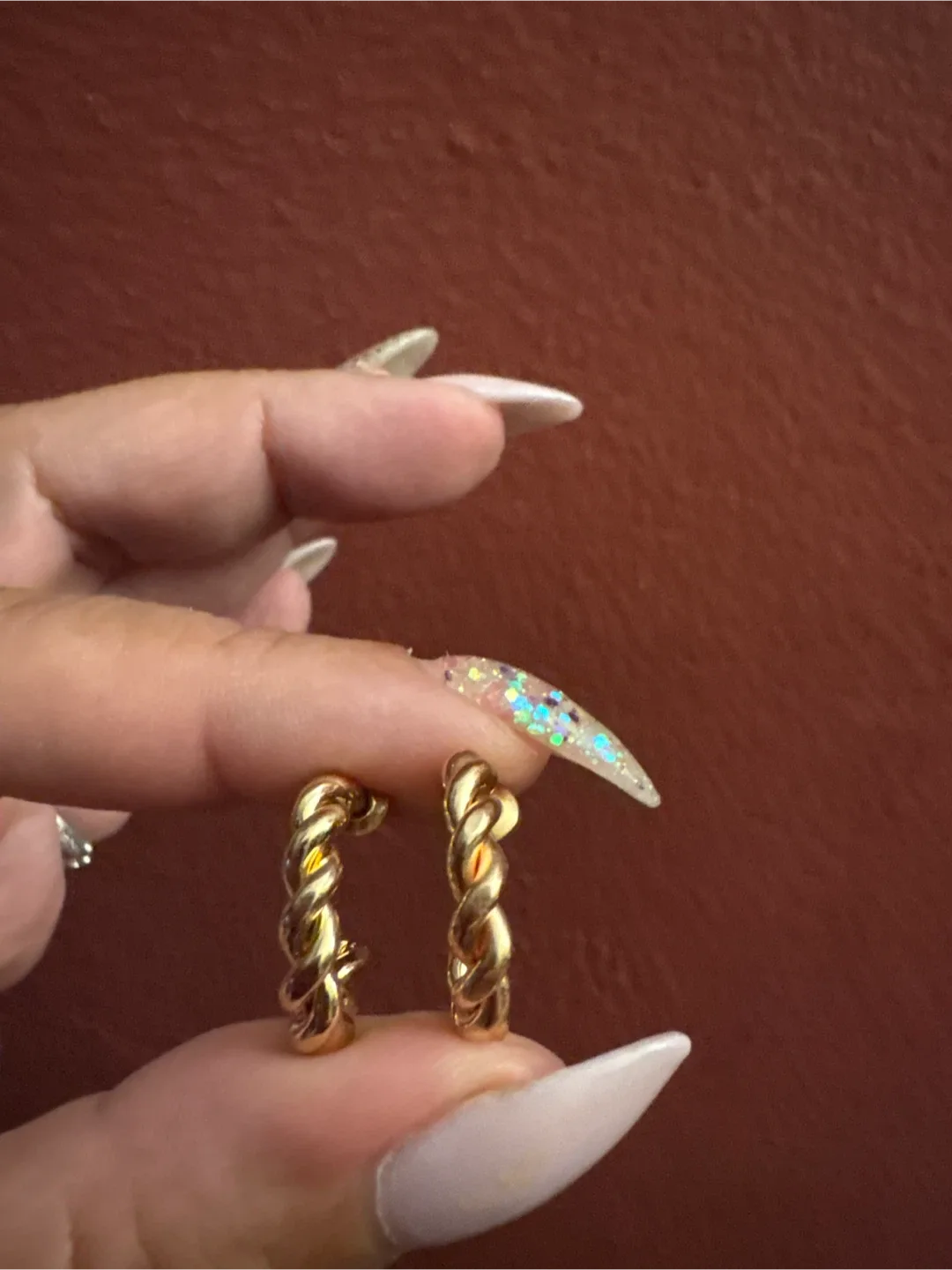 Gold Twisted Hoop Earrings New image indicator(2)