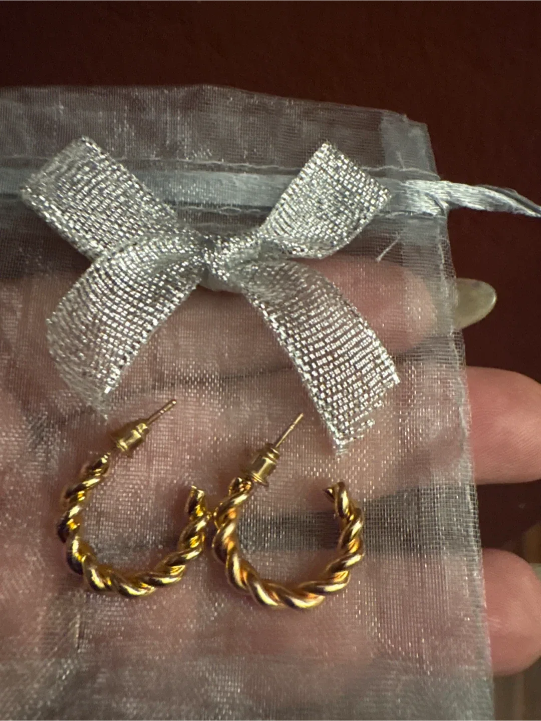 Gold Twisted Hoop Earrings New image indicator(4)