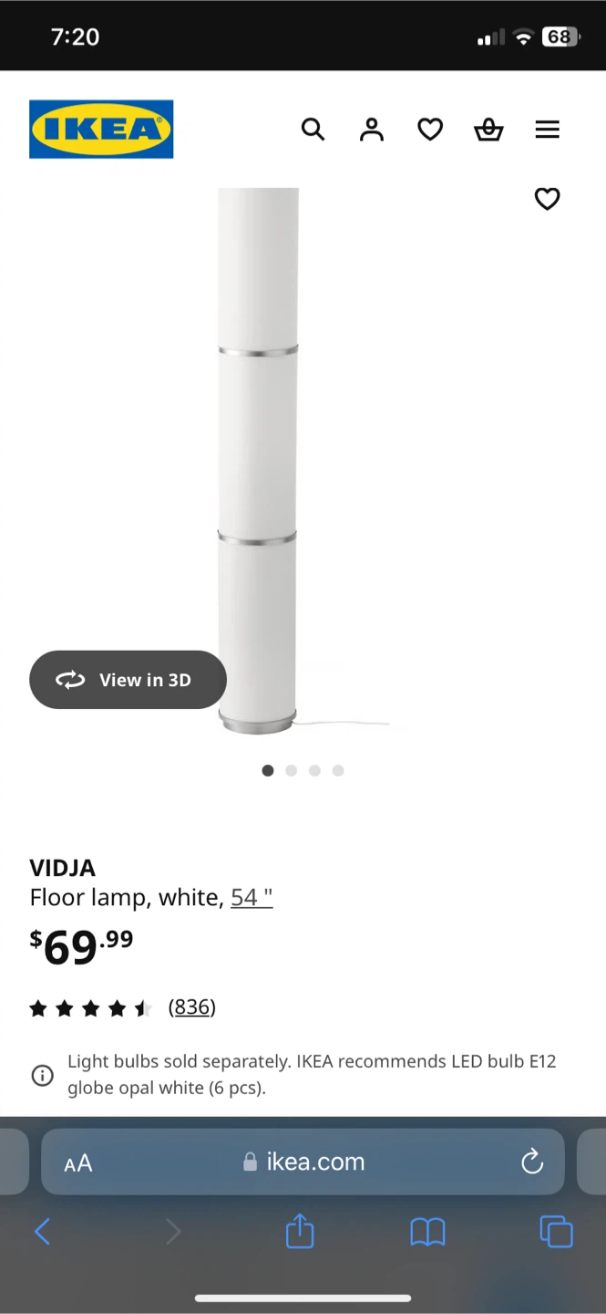 IKEA Vidja Floor Lamp White 54" - photo 3
