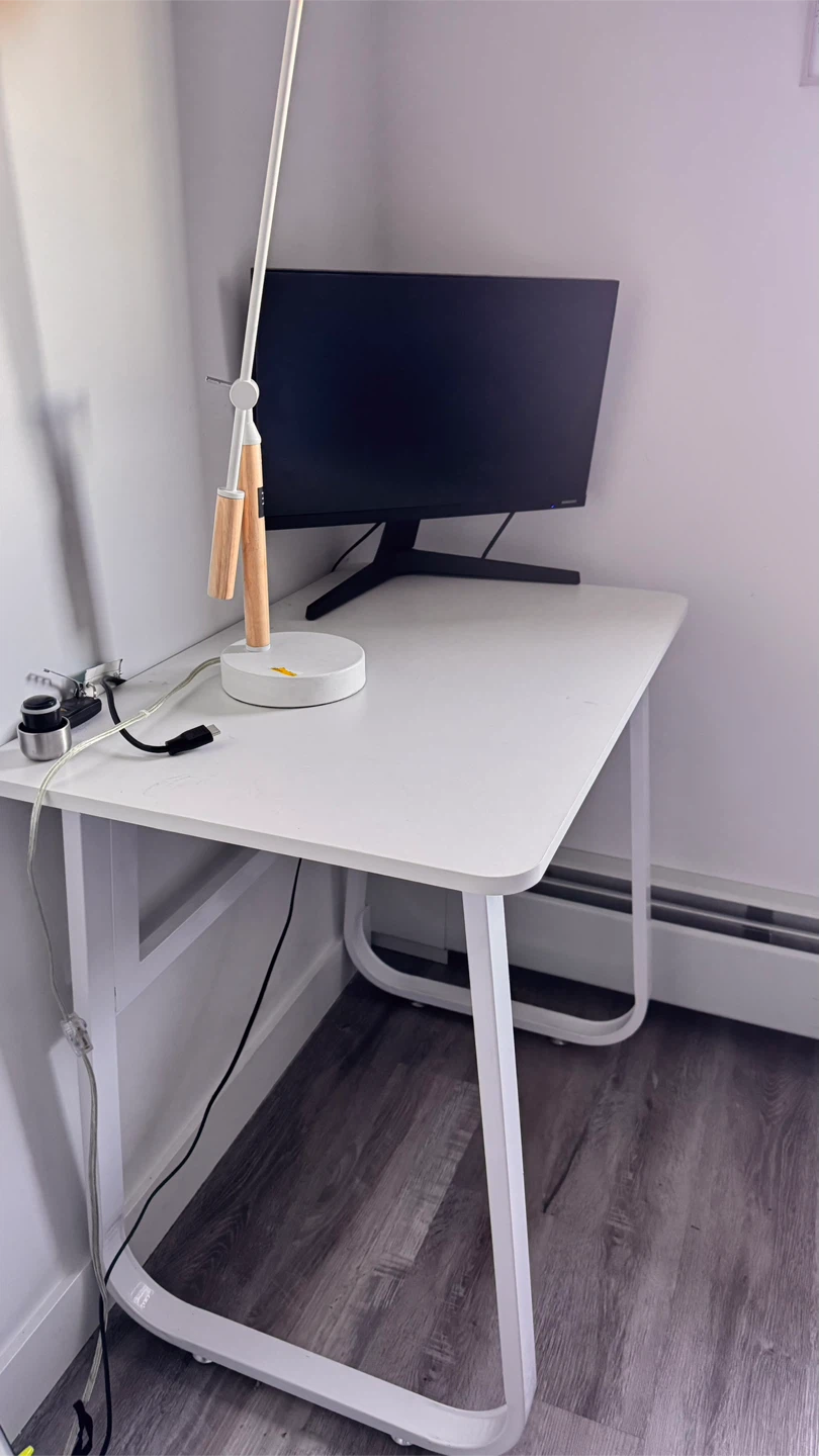 Desk, Chair, and Lamp