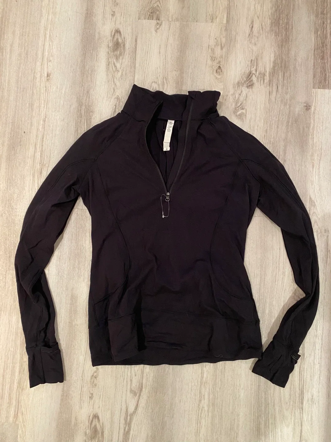 Lululemon Black Half Zip Rulu Running Jacket Size 8 image indicator(2)