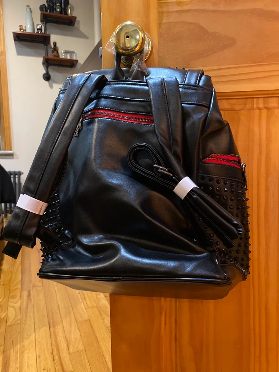 Black Studded Leather Backpack image indicator(2)