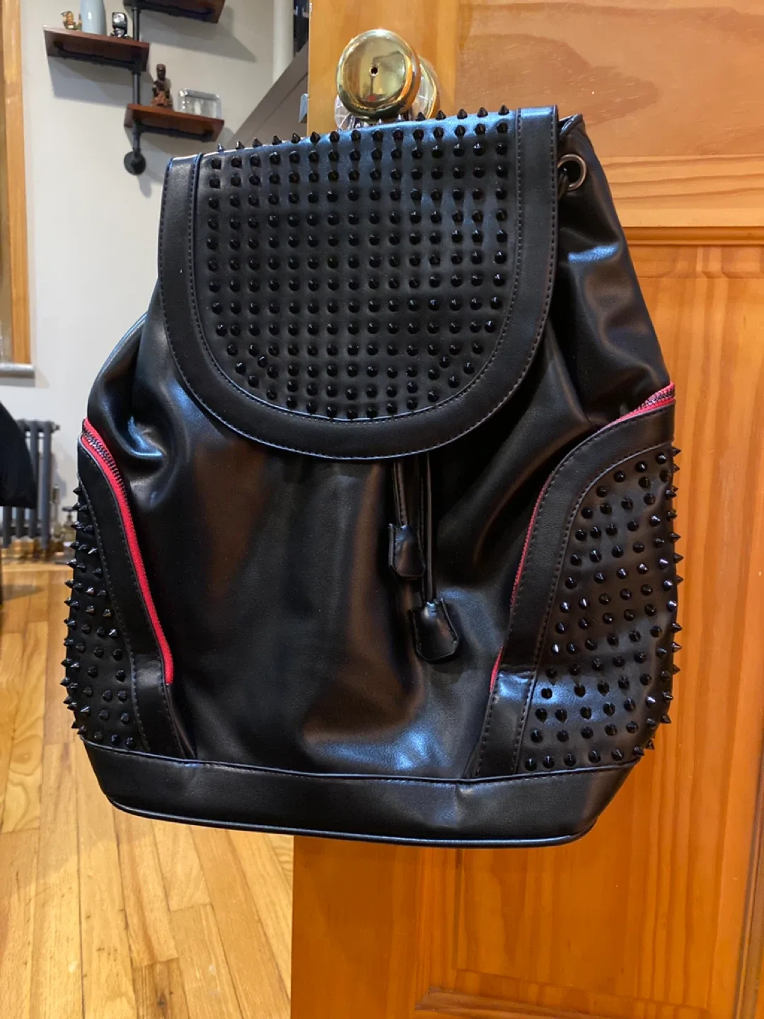 Black Studded Leather Backpack thumbnail