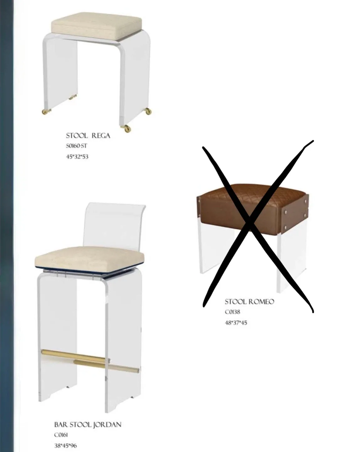 Acrylic Vanity Stool with Beige Leather Cushion image indicator(6)