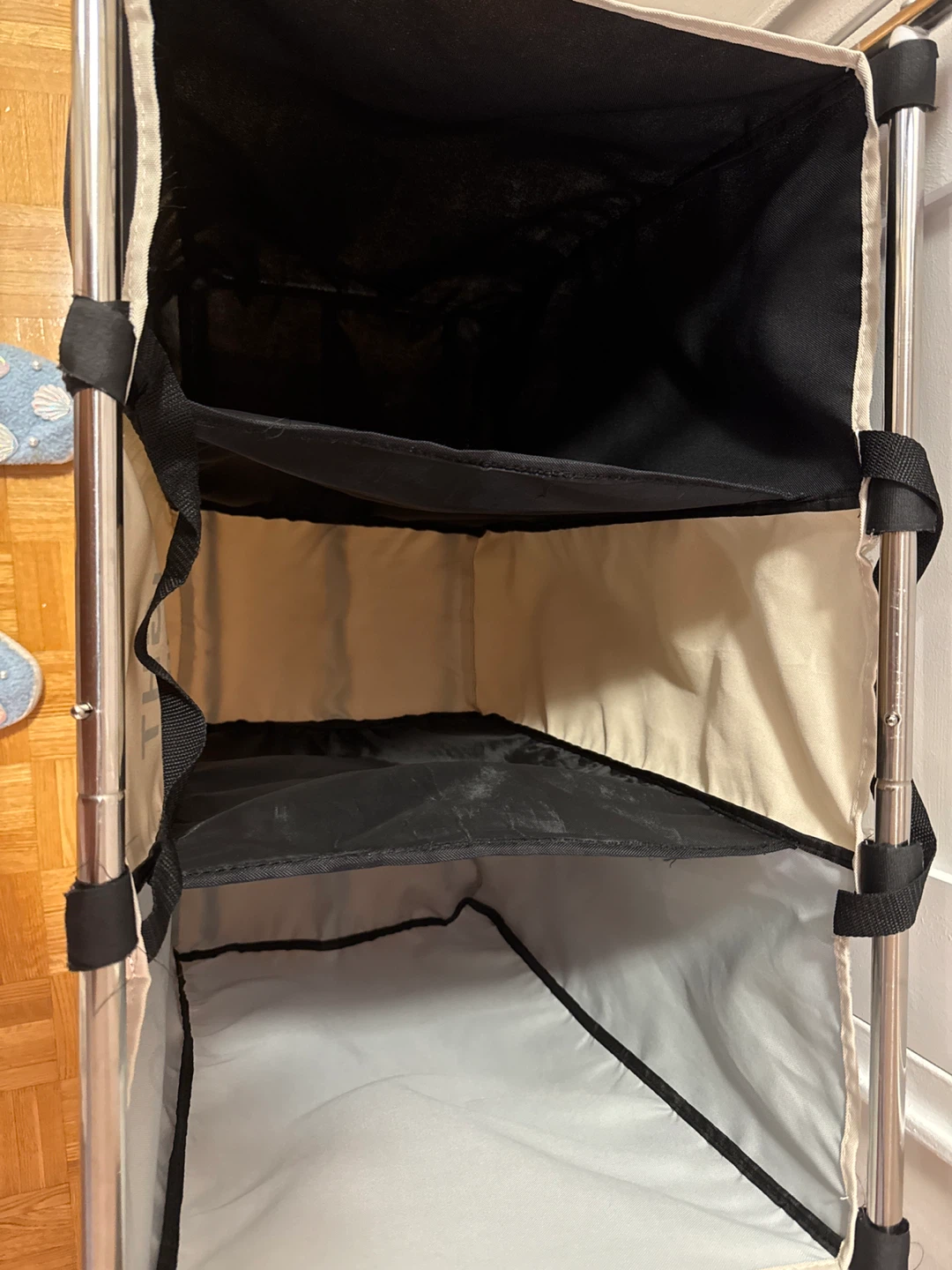 3-Section Rolling Laundry Sorter Cart - White - photo 2