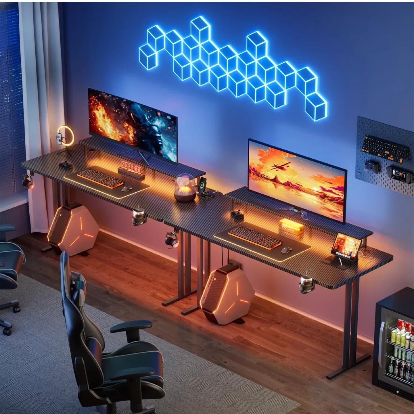 HLDIRECT 47 Inch Gaming Desk with LED Lights & Power Outlet image indicator(6)