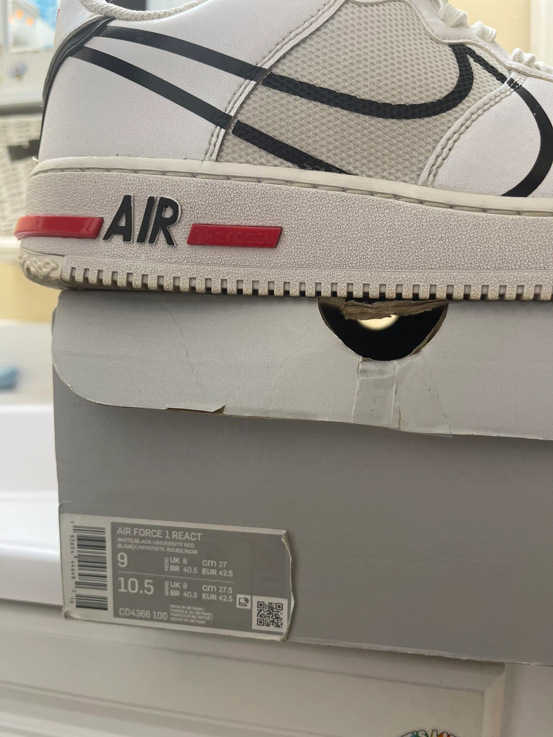 Nike Air Force 1 React White Size 10.5 - photo 2