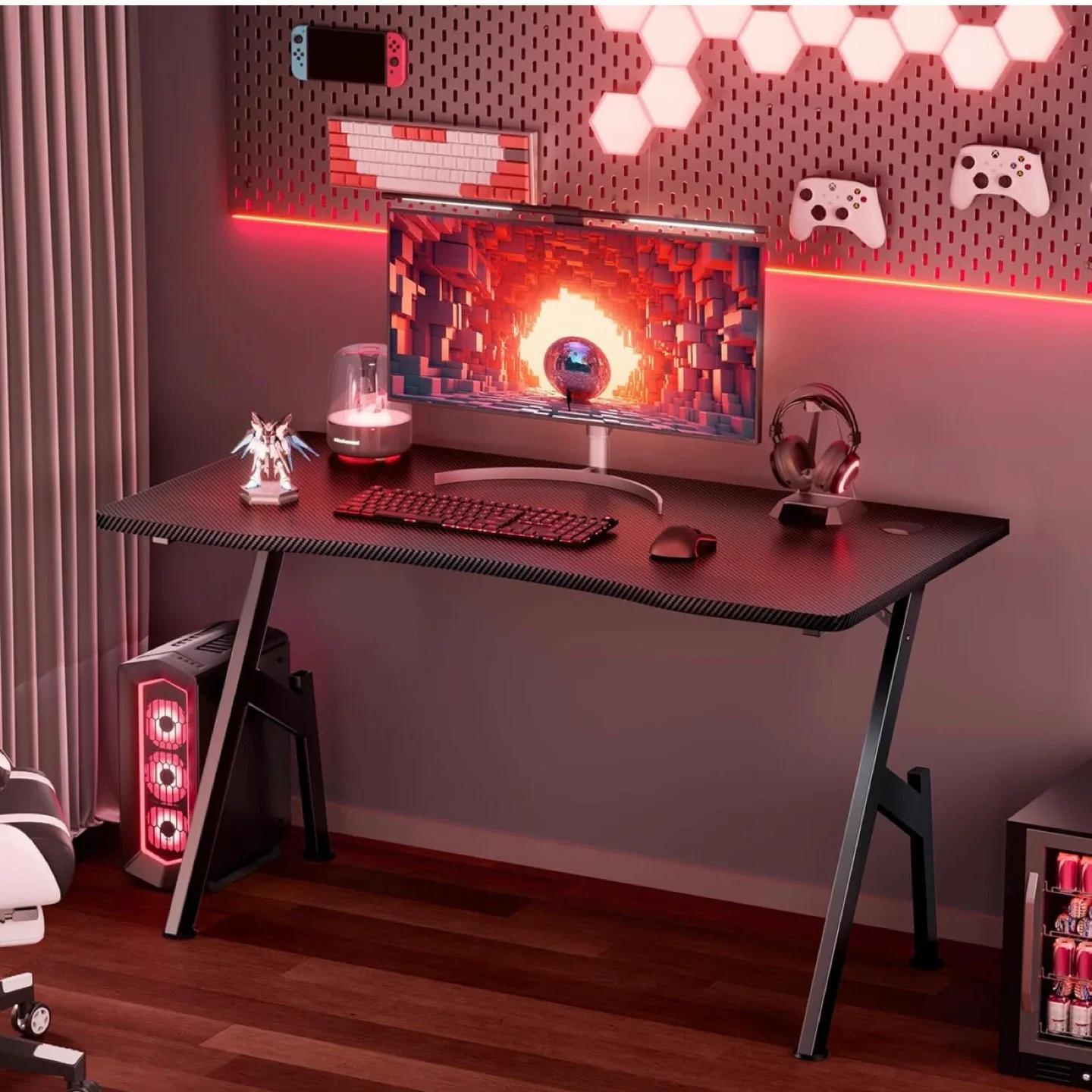 HLDIRECT 40 Inch Gaming Desk with Carbon Fibre Surface image indicator(2)