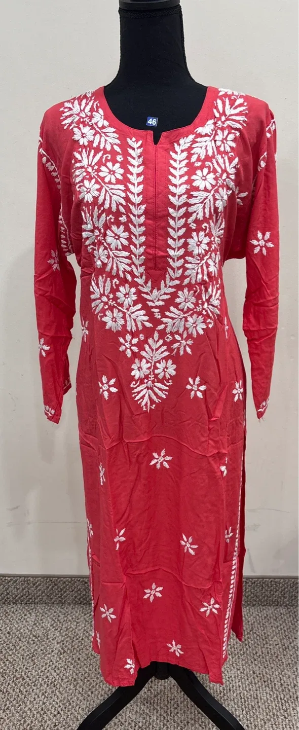Red Embroidered Kurti - Size 46 thumbnail
