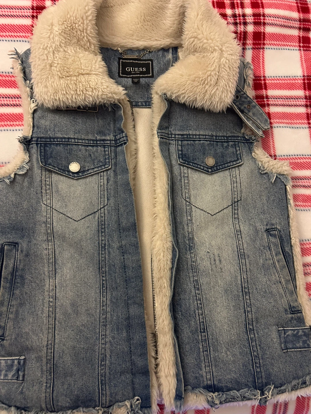 Guess Denim and Faux Fur Vest