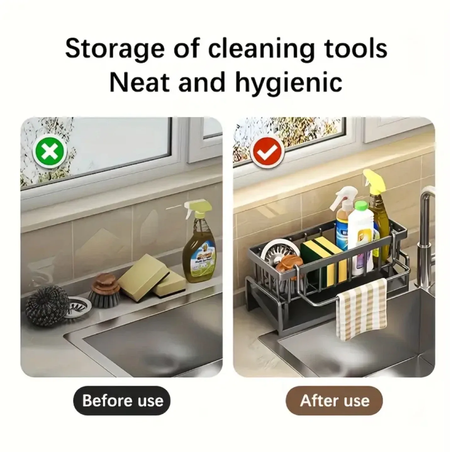 Kitchen Sink Organizer w/ Dishcloth Holder image indicator(3)