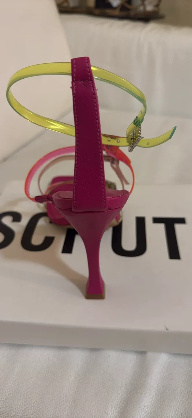 Schutz Pink Strappy Heels Size 8 image indicator(5)