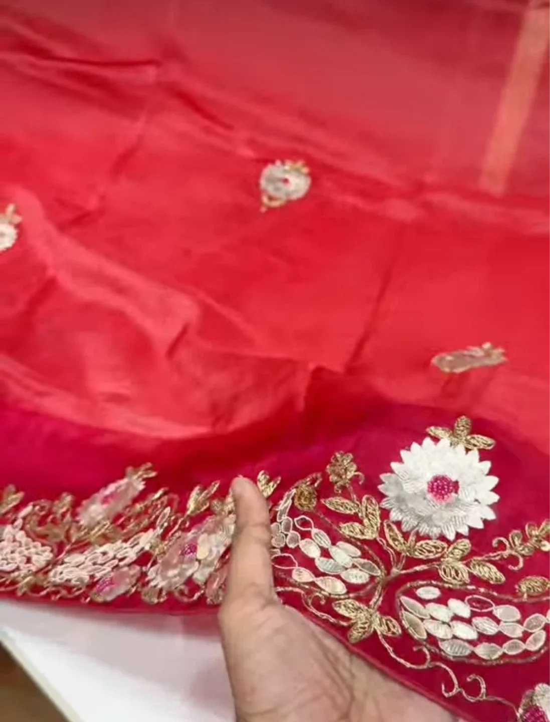 Red Saree with Embroidery thumbnail
