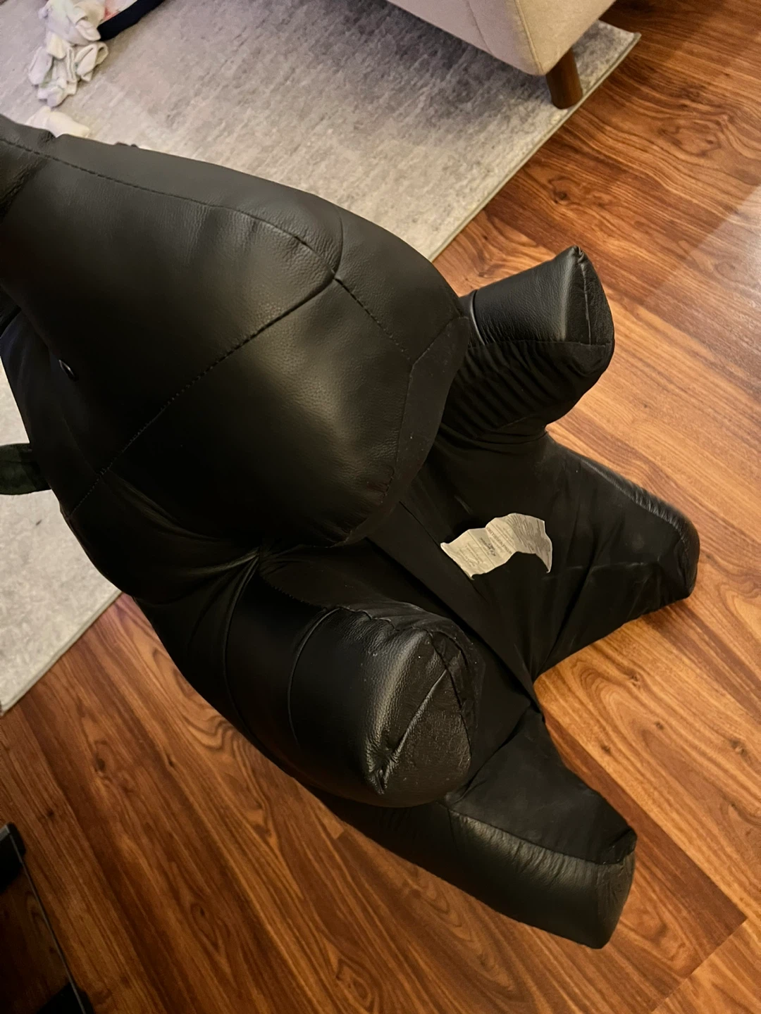 Black Leather Rhino Ottoman - photo 4