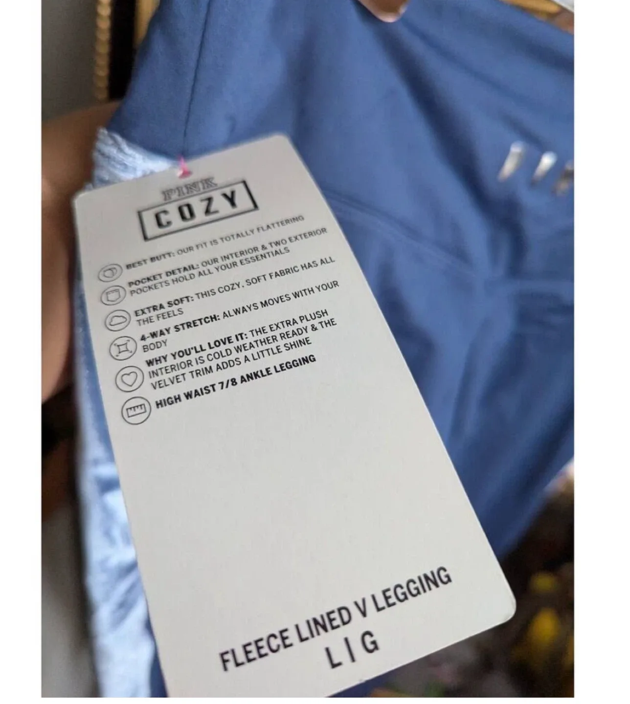 PINK Cozy Fleece Lined Leggings - Size L image indicator(5)