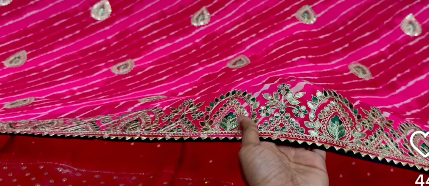 Pink Leheriya Saree with Embellishments thumbnail
