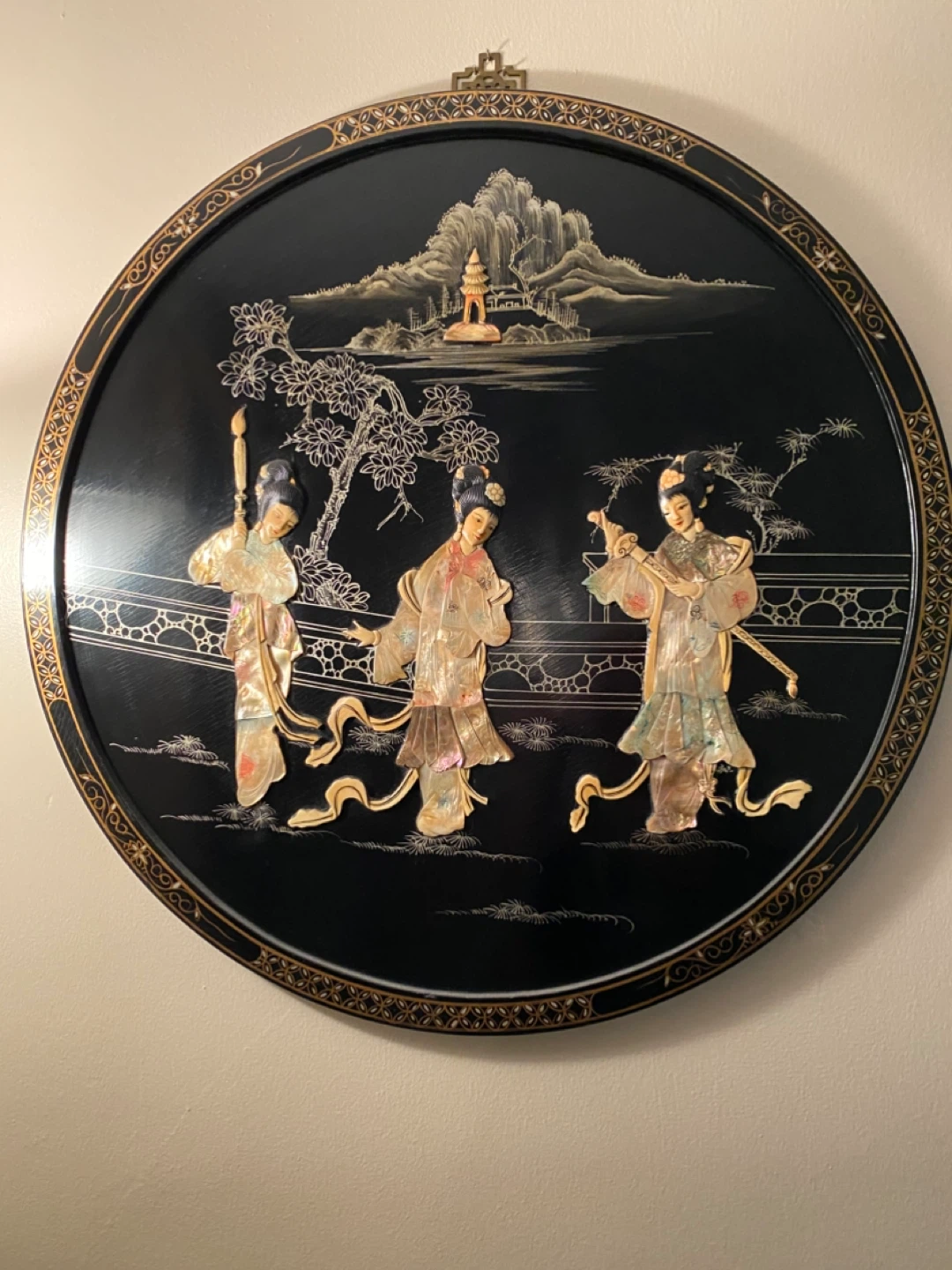 Vintage Asian Lacquer Wall Art