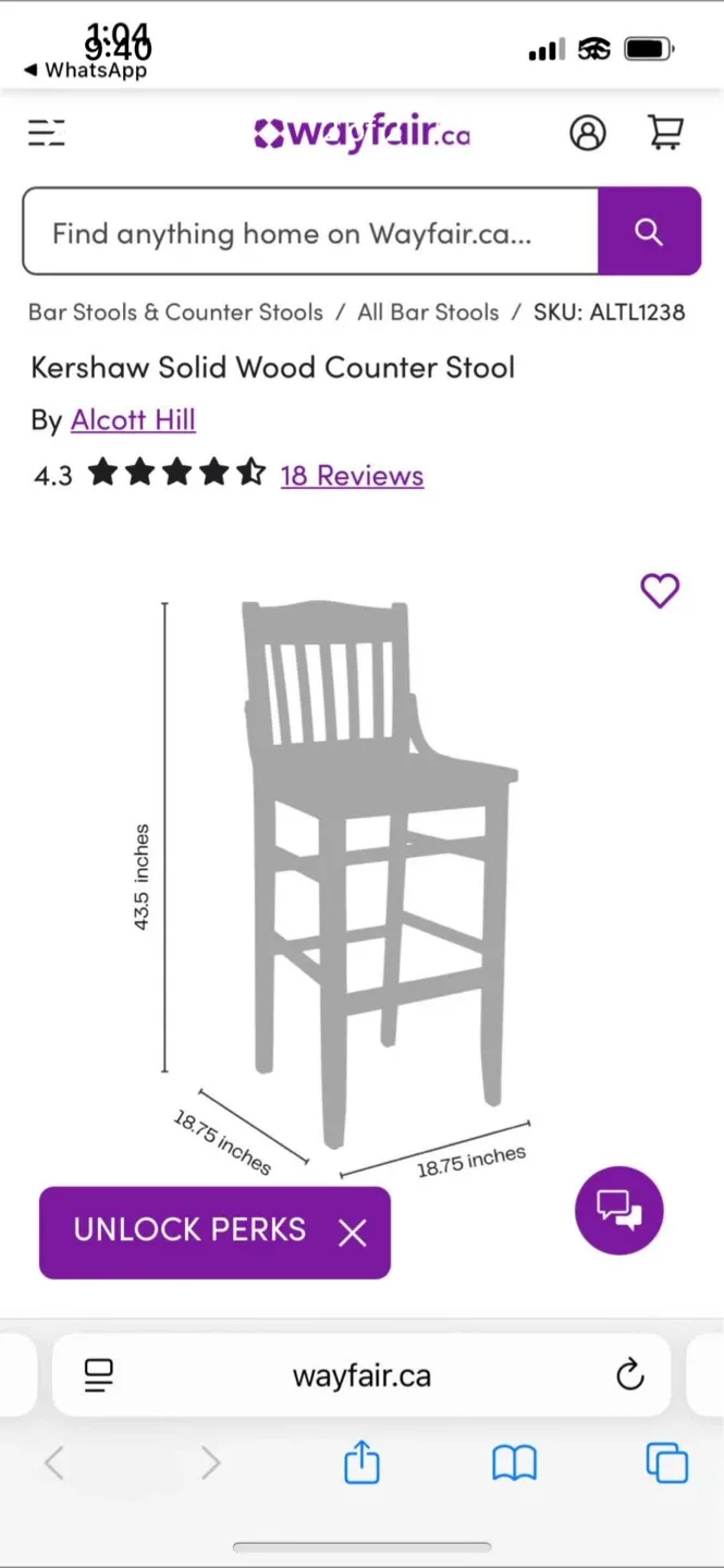 New Alcott Hill Kershaw Solid Wood Counter Stool image indicator(2)