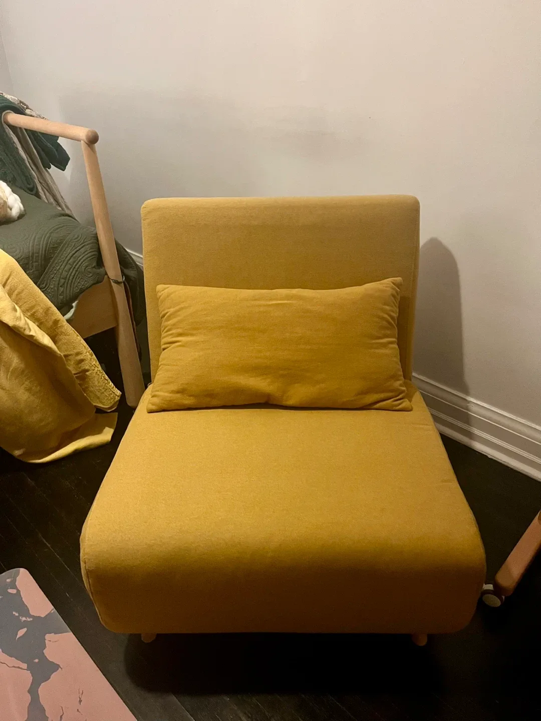 Yellow Convertible Chair Bed - Like New! image indicator(2)