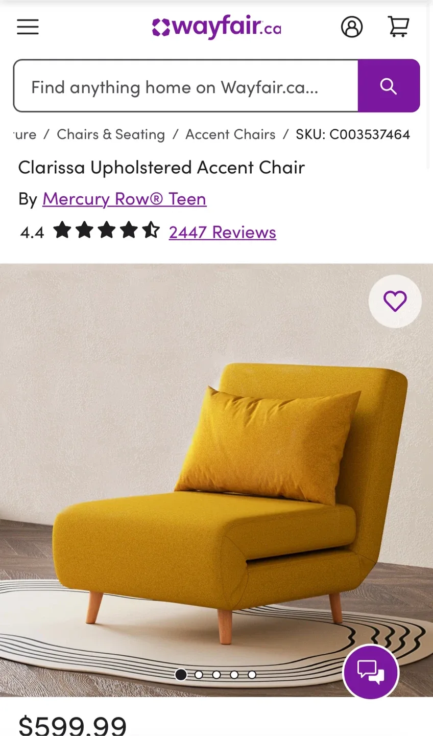 Yellow Convertible Chair Bed - Like New! image indicator(7)