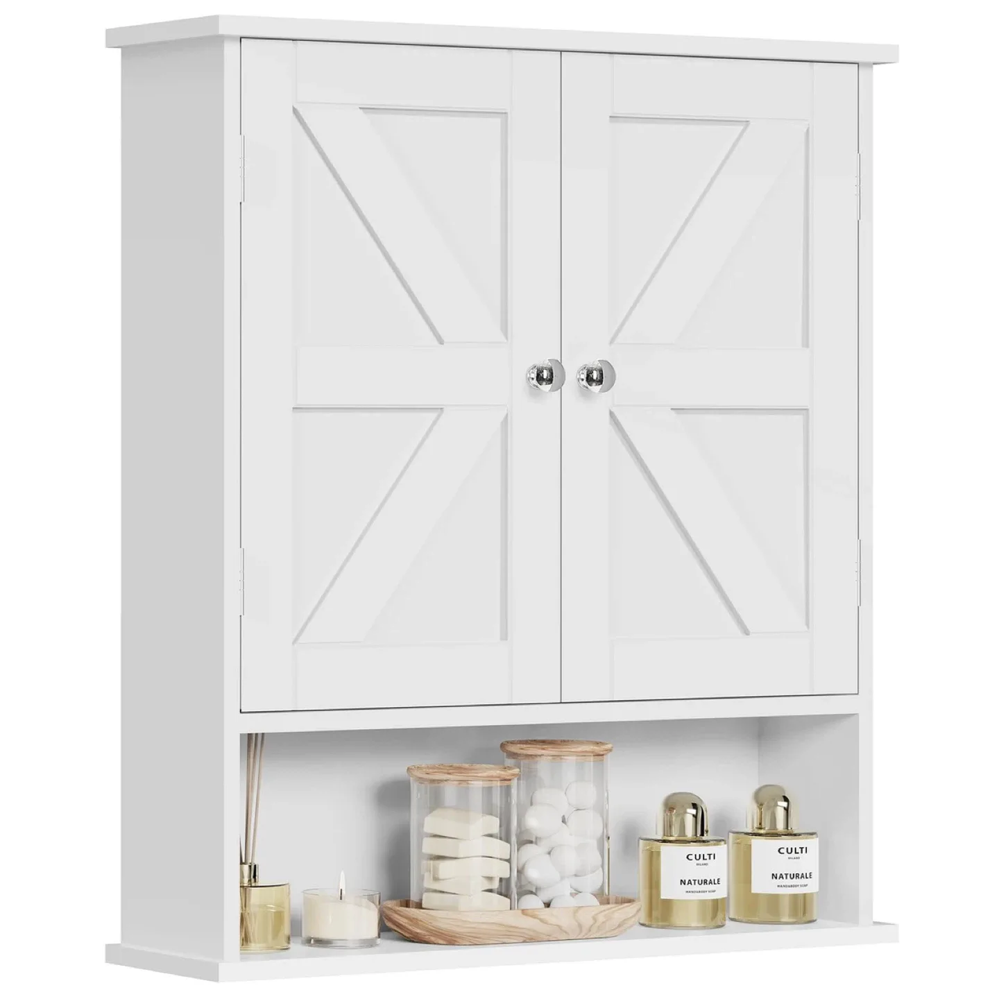 FIONESO Medicine Cabinet with Barn Doors & Adjustable Shelf thumbnail