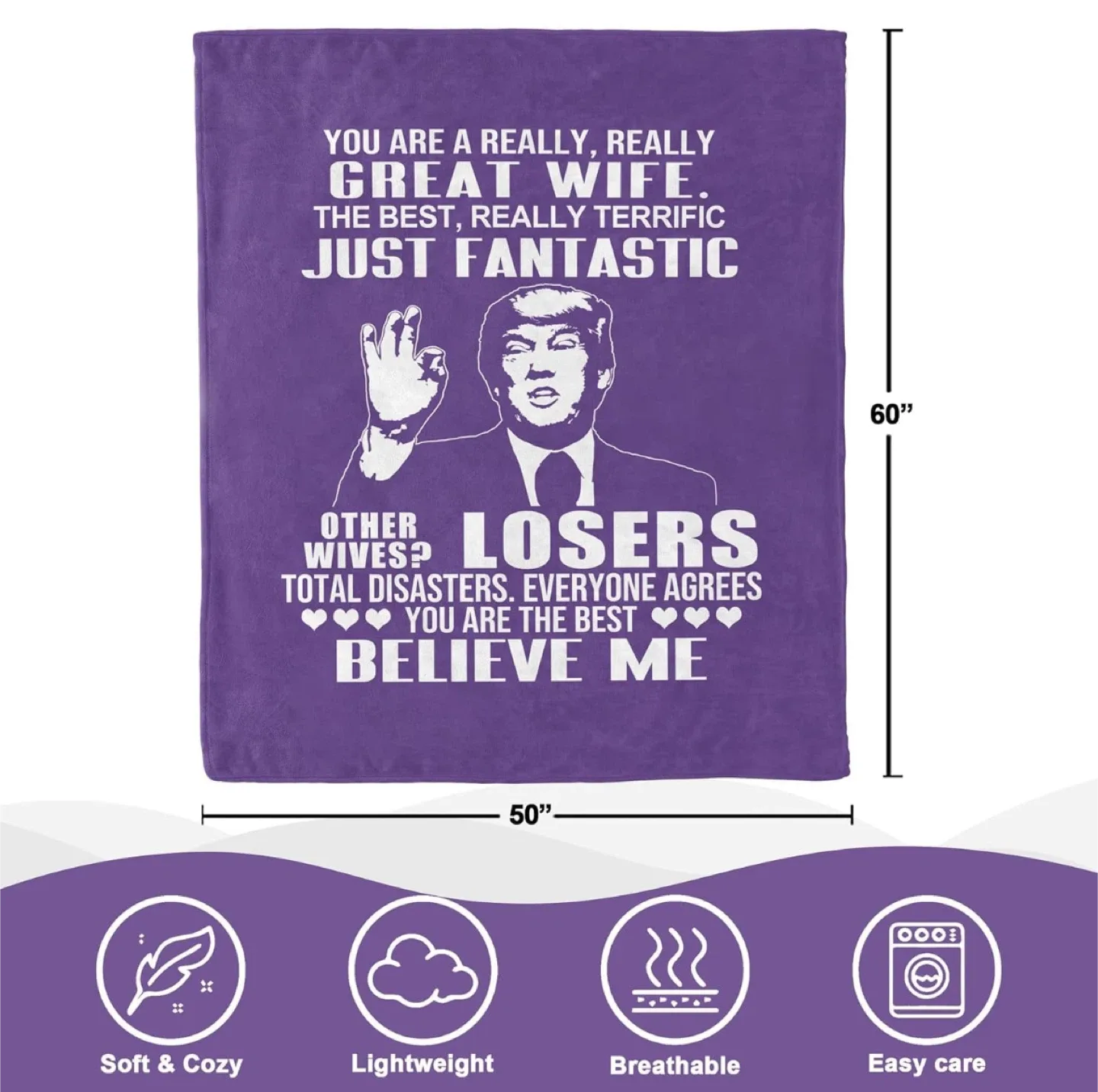 Donald Trump - Flannel Fleece Throw Blanket - Purple image indicator(4)