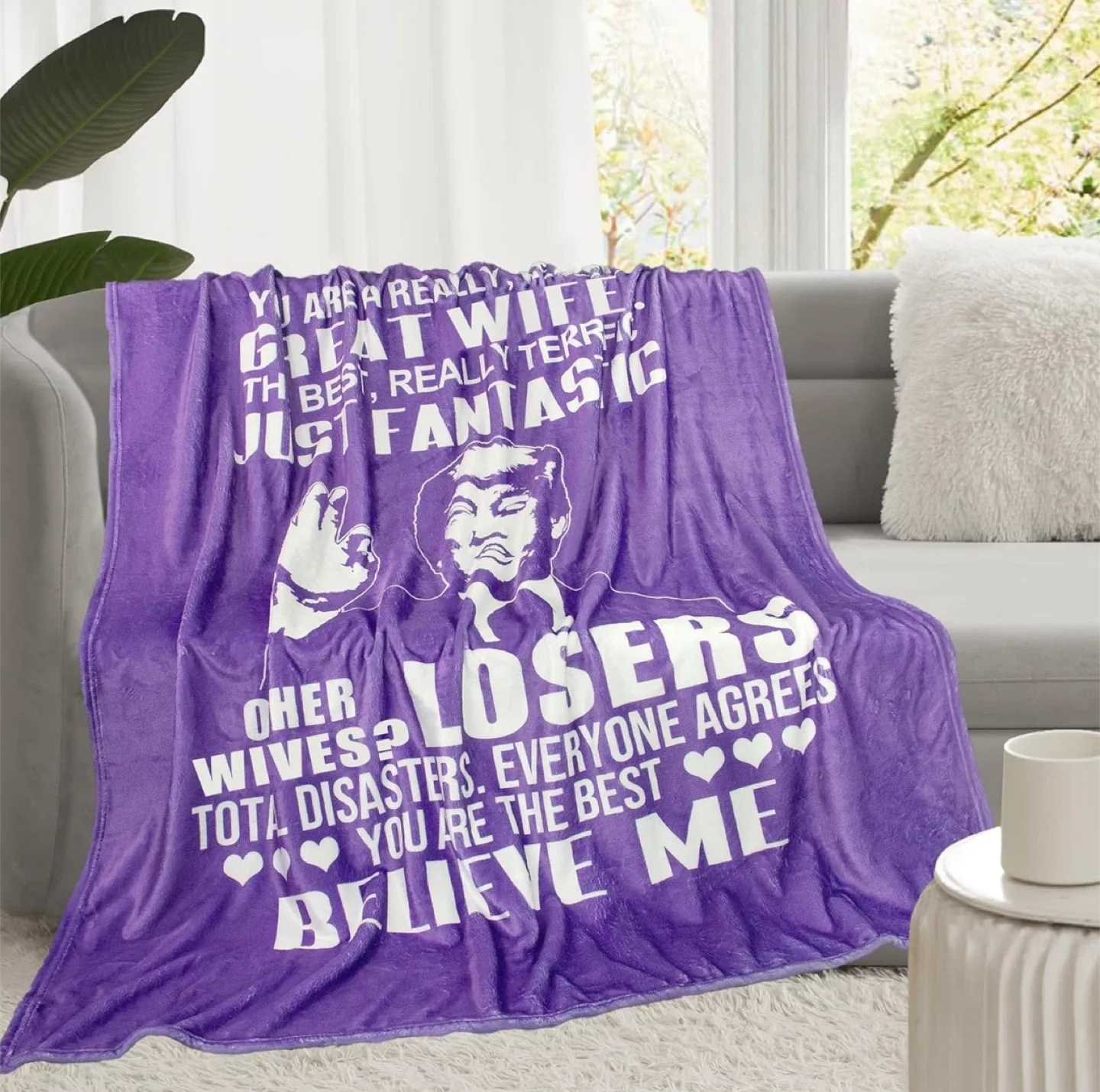 Donald Trump - Flannel Fleece Throw Blanket - Purple image indicator(2)