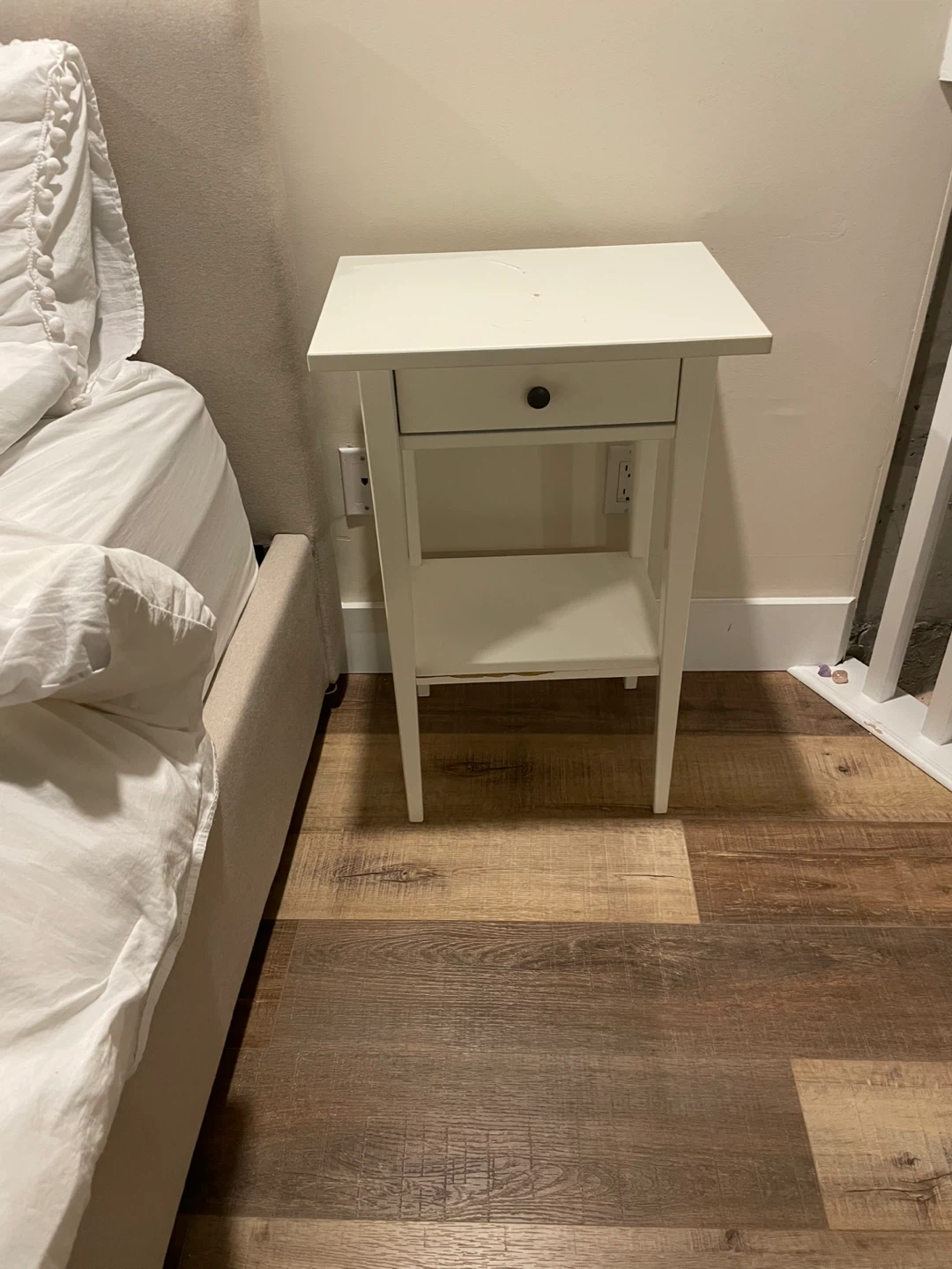 IKEA White Bedside Table with Drawer - photo 3