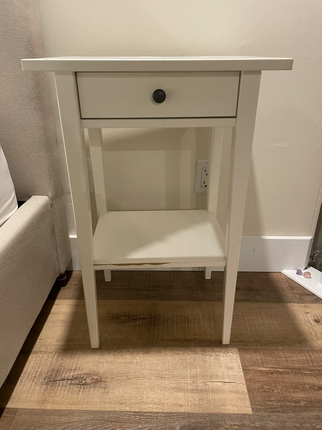 IKEA White Bedside Table with Drawer thumbnail