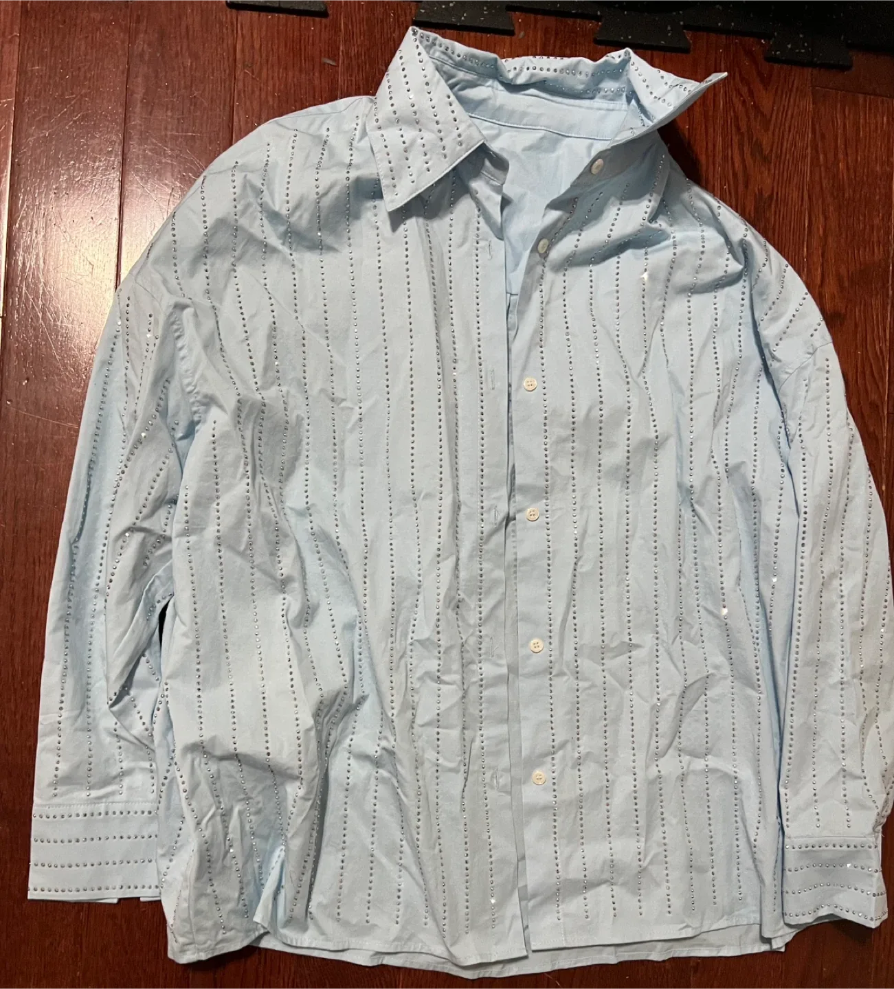 Light Blue Cotton Button-Up Shirt - Size L #freecycle thumbnail