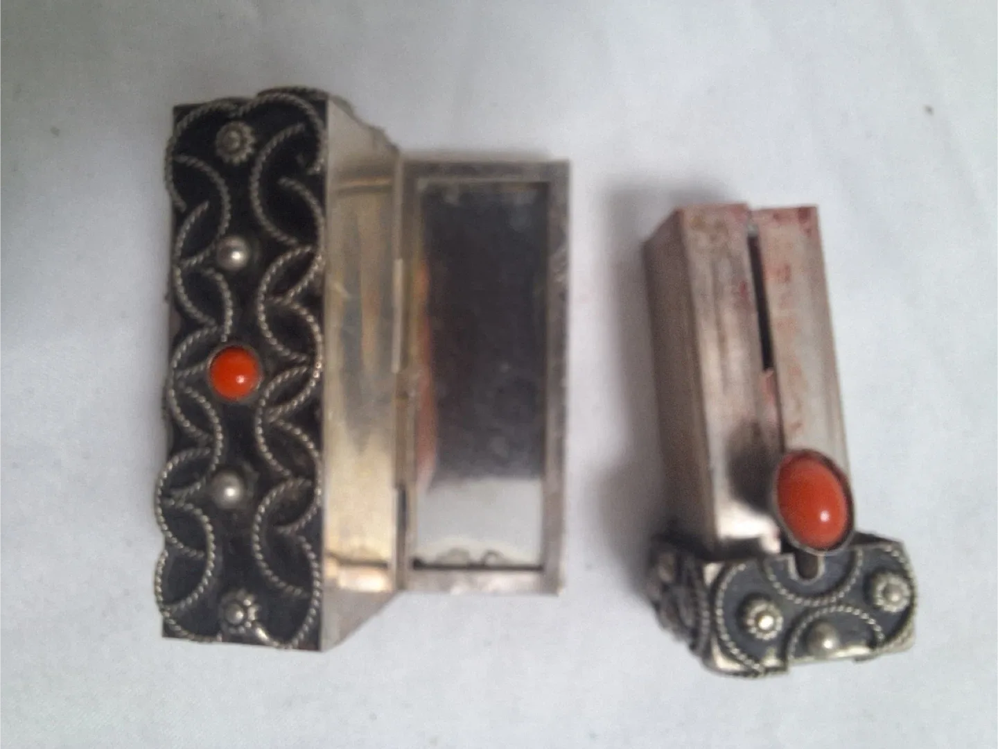 Vintage Silver Lipstick Holder with Mirror image indicator(4)