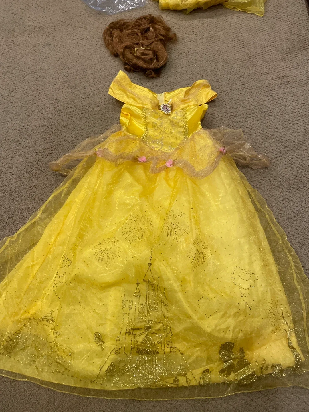 Disney Princess Belle Costume (Size M 7-8) with Wig thumbnail